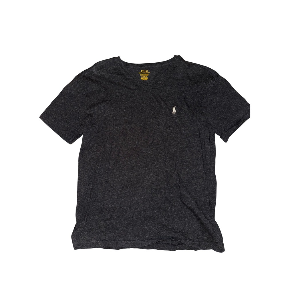 Polo Ralph Lauren Mens V-Neck T-Shirt Charcoal Gray Heather Classic Fit Medium